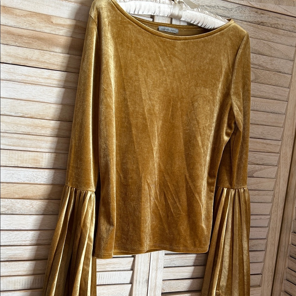 Charlotte Russe Gold Velvet Long Sleeve Top